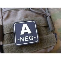 Blutgruppenpatch A NEG, gid (glow in the dark), 50x50mm / JTG 3D Rubber Patch
