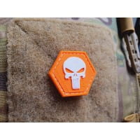 Punisher “YOU ARE NOT ALONE” Patch, orange-white, Hexagon Patch, 3D Rubber Patch