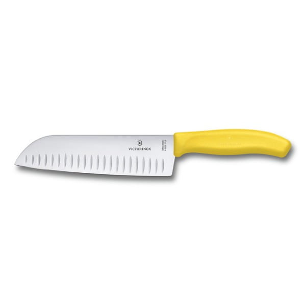 Swiss Classic Santokumesser 17 cm gelb mit Kullen