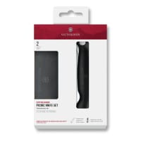 Schneidebrett Picknick Messer Set 2tlg 11cm Wellen schwarz
