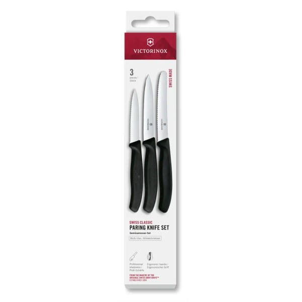 Swiss Classic Gemüsemesser Set 3tlg gerade/Wellen schwarz Box