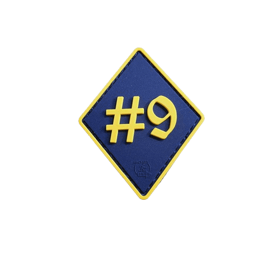 Rule number 9, #9 Patch, yellow on darkblue, 3D Rubber Patch