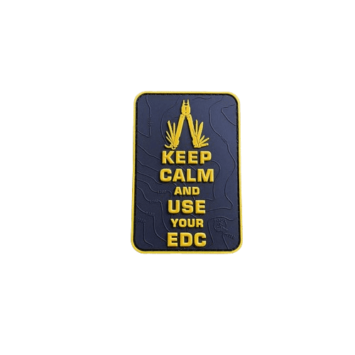 Keep Calm and use your EDC Patch, signal gelb auf schwarz, 3D Rubber Patch