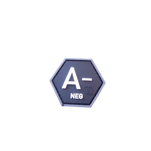 Blutgruppen Patch A Neg, Hexagon Patch, swat / JTG 3D Rubber Patch, HexPatch