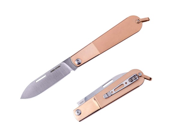 Real Barlow RB-3 Drop Point 12C27 Rosegold Steel