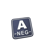 Blutgruppenpatch A NEG, gid (glow in the dark), 50x50mm / JTG 3D Rubber Patch
