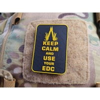 Keep Calm and use your EDC Patch, signal gelb auf schwarz, 3D Rubber Patch