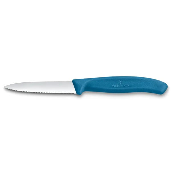 Swiss Classic Gemüsemesser 8 cm Wellenschliff, Mittelspitz, blau