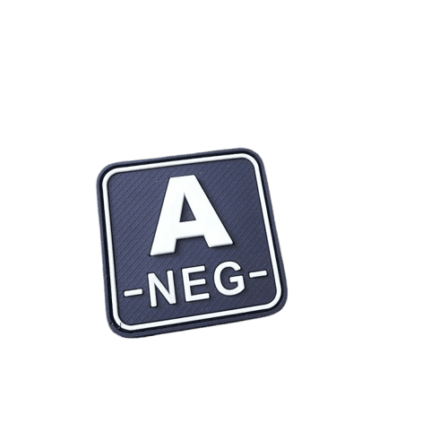 Blutgruppenpatch A NEG, gid (glow in the dark), 50x50mm / JTG 3D Rubber Patch