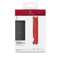 Schneidebrett Picknick Messer Set 2tlg 11cm Wellen rot