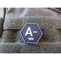 Blutgruppen Patch A Neg, Hexagon Patch, swat / JTG 3D Rubber Patch, HexPatch