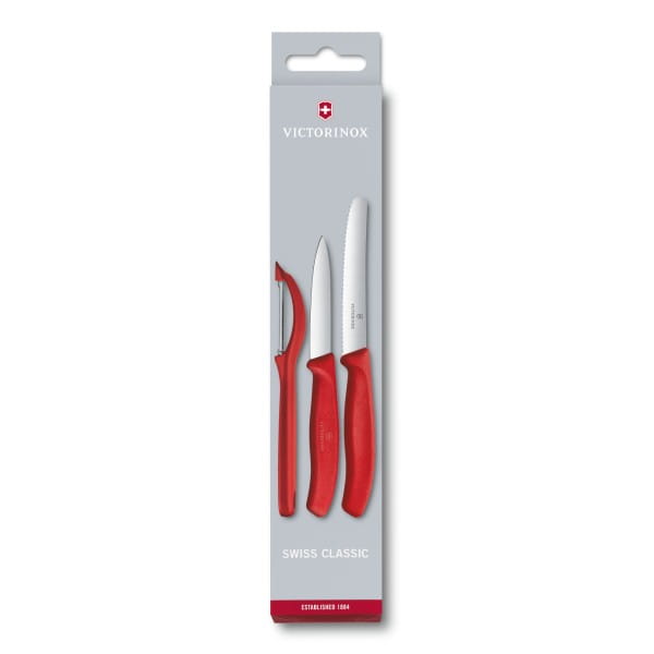 Swiss Classic Gemüsemesser-Set mit Schäler, 3-teilig Rot