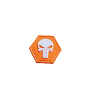 Punisher “YOU ARE NOT ALONE” Patch, orange-white, Hexagon Patch, 3D Rubber Patch