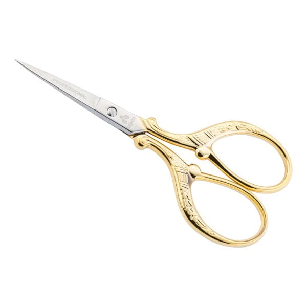 Stickschere vernickelt vergoldet florales Muster 9.0 cm