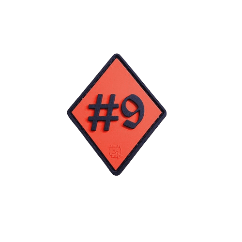 Rule number 9, #9 Patch, black on fire-red, 3D Rubber Patch