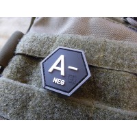 Blutgruppen Patch A Neg, Hexagon Patch, swat / JTG 3D Rubber Patch, HexPatch