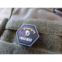 I NEED BEER Hexagon Patch gid JTG 3D Rubber Patch HexPatch