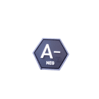 Blutgruppen Patch A Neg, Hexagon Patch, swat / JTG 3D Rubber Patch, HexPatch