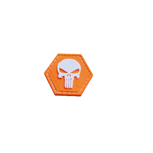 Punisher “YOU ARE NOT ALONE” Patch, orange-white, Hexagon Patch, 3D Rubber Patch