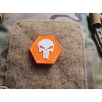 Punisher “YOU ARE NOT ALONE” Patch, orange-white, Hexagon Patch, 3D Rubber Patch