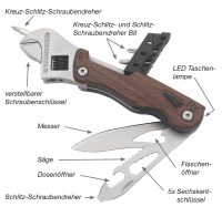 Multifunktionswerkzeug 10-tgl. mit Gürteltasche & LED